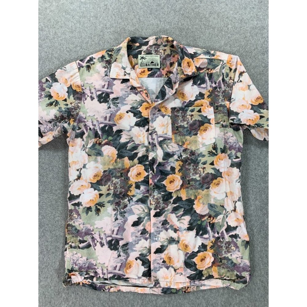Bather Tuscany Yellow Rose Garden Camp Shirt (Men's Small)‎